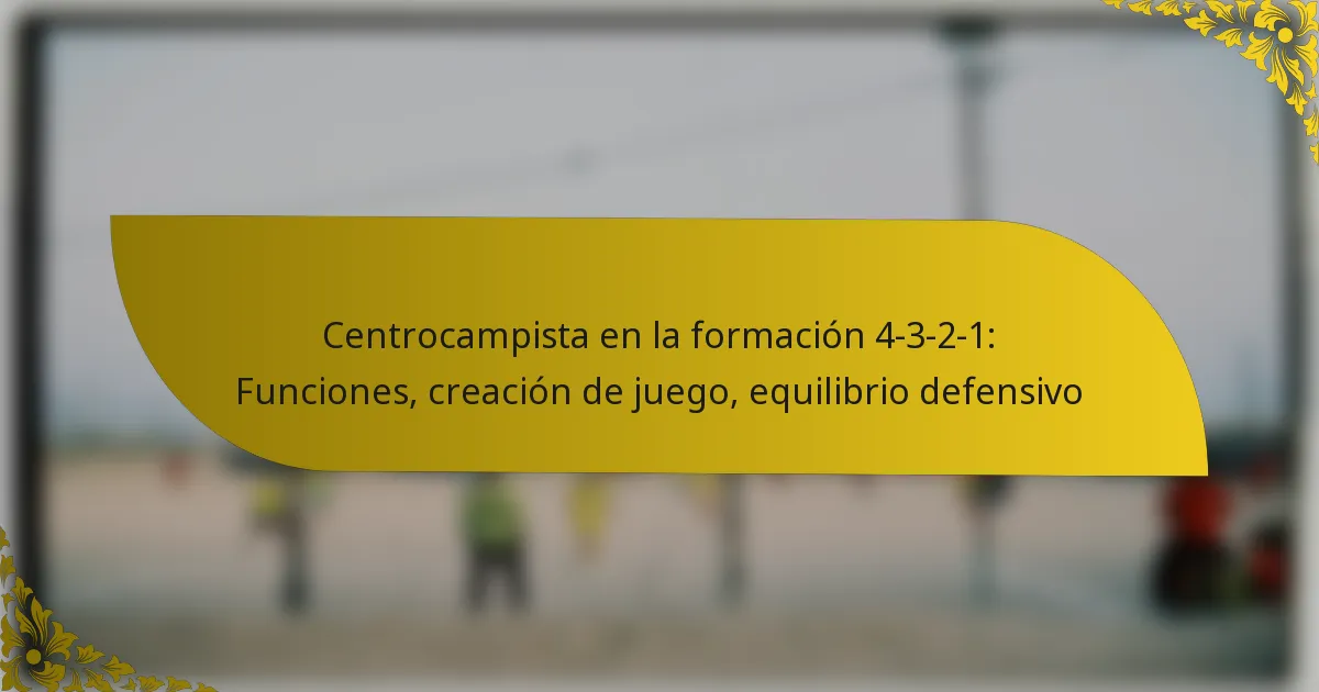 Centrocampista en la formación 4-3-2-1: Funciones, creación de juego, equilibrio defensivo